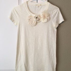 J. Crew XS T-shirt with Floral Embellishments